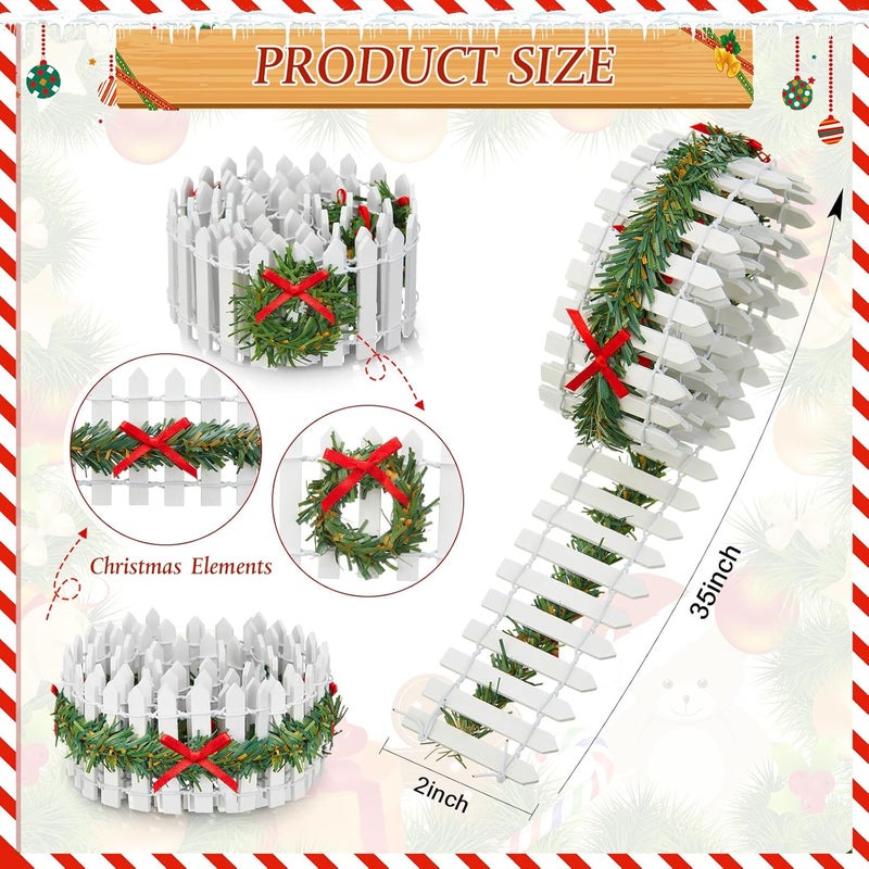 BrightRow 4 Pcs Christmas Fairy Garden Fence Village Accessories 35 Inch Miniature White Picket Fence Wooden Decorative for Xmas Dollhouse Landscape Crafts Gift Supplies - Image 2